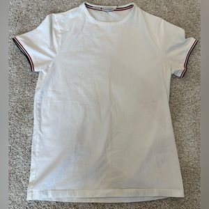 Men’s Moncler Slim Fit T-Shirt (Large but Fits Like S/M) (Striped Trim)